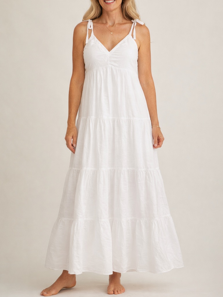 Nwt Express - The Perfect White Summer Beach Photoshoot Dress! Maxi Tiered Large